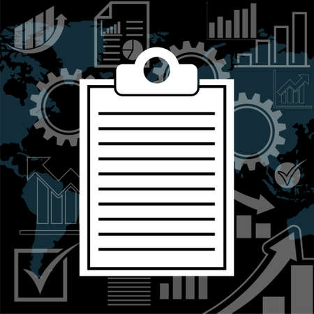 Clipboard on world map isolated on black backgroundのイラスト素材