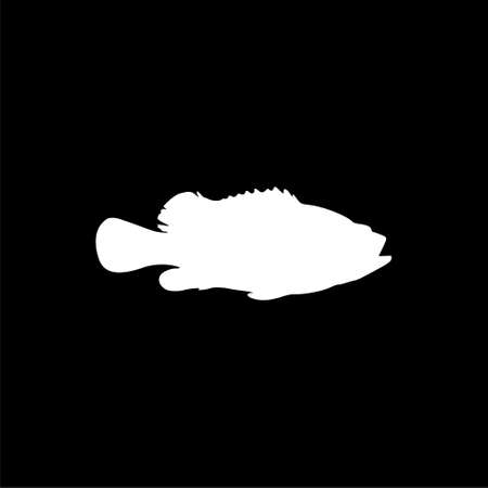 Fish icon flat illustration for graphic and web design isolated on black backgroundのイラスト素材