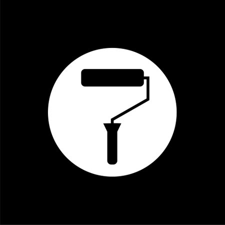 Paint roller icon isolated on black backgroundのイラスト素材