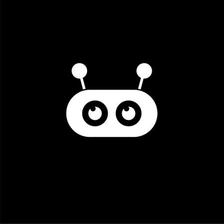 Robot Head icon on black backgroundのイラスト素材