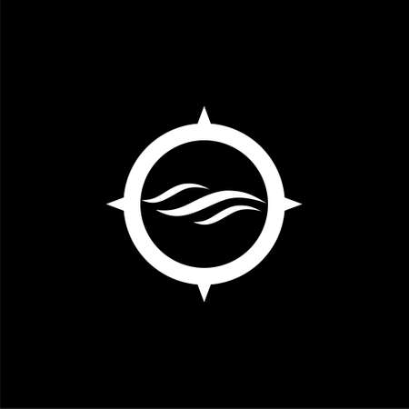 Compass wave logo isolated on black backgroundのイラスト素材