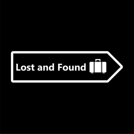 Sign showing Lost And Found isolated on black backgroundのイラスト素材