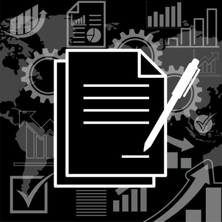 Contract icon isolated on black background.のイラスト素材