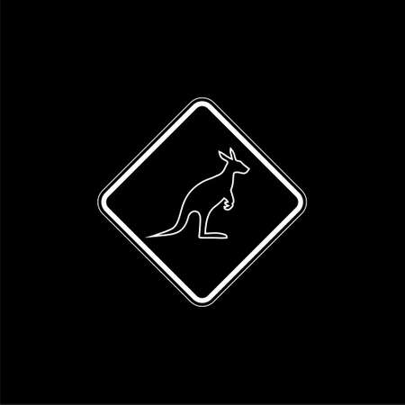Kangaroo warning sign isolated on black backgroundのイラスト素材
