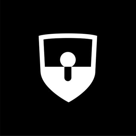 Shield with keyhole icon isolated on black backgroundのイラスト素材