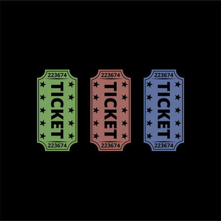 Colorful cinema ticket isolated on black background