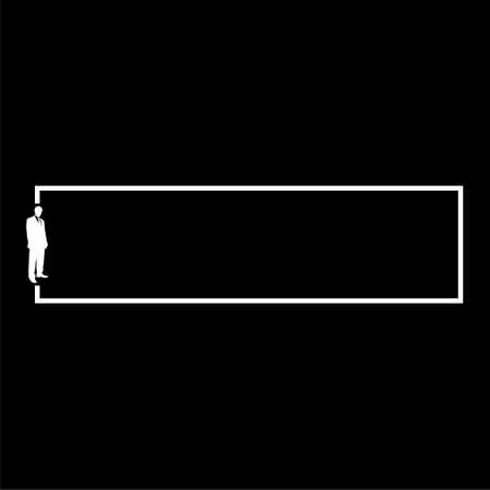 Businessman and banner isolated on black backgroundのイラスト素材