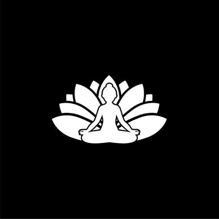 Yoga icon on black backgroundのイラスト素材