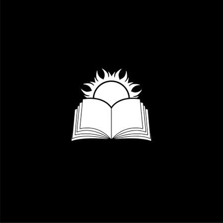 Sun book icon and symbol template illustration isolated on black backgroundのイラスト素材
