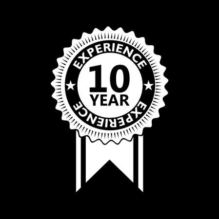 10 years experience sign isolated on black backgroundのイラスト素材