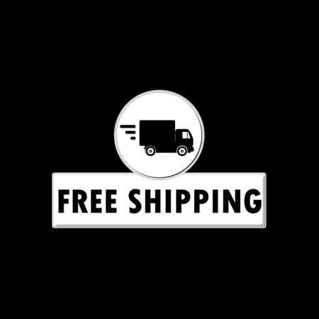 Free shipping icon isolated on black backgroundのイラスト素材