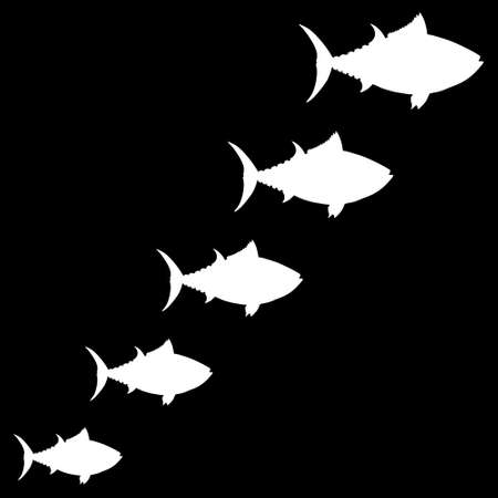 Fish icons isolated on black backgroundのイラスト素材
