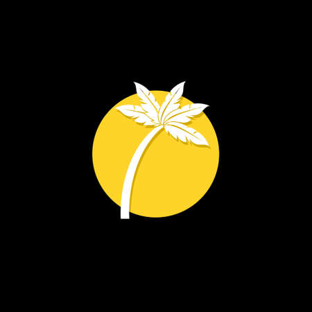Palm tree icon flat illustration for graphic and web design isolated on black backgroundのイラスト素材