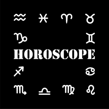 Zodiac signs set isolated on black backgroundのイラスト素材