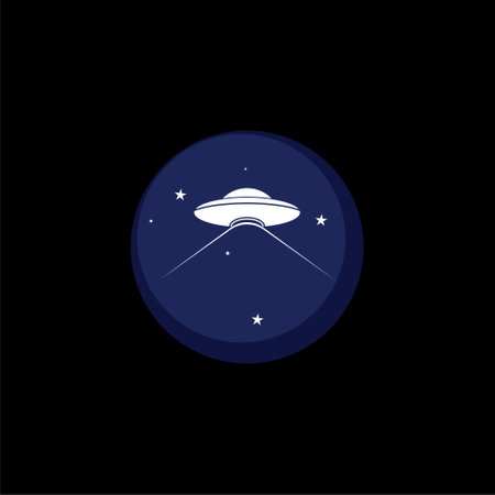 Ufo flying spaceship icon isolated on black backgroundのイラスト素材