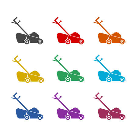 Color Lawn mower icon isolated on white backgroundのイラスト素材