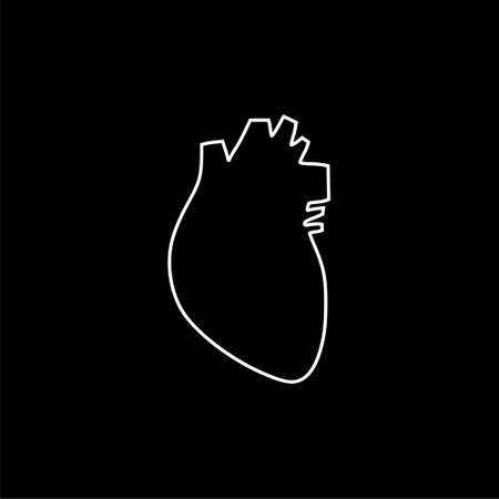 Human heart line icon isolated on black backgroundのイラスト素材