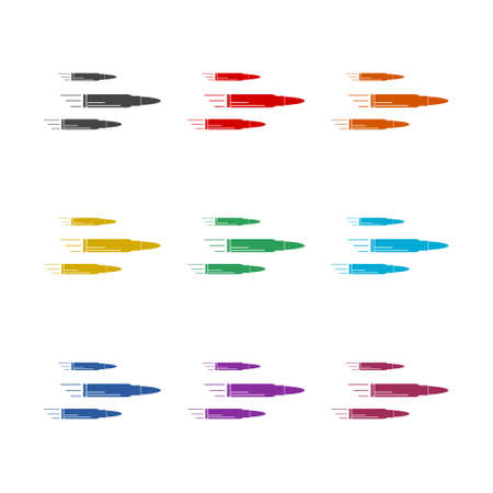 Flying bullet color icons set symbol isolated on white backgroundのイラスト素材