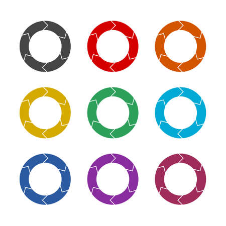 Set of color arrow circles isolated on the white backgroundのイラスト素材