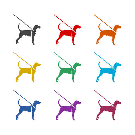 Guide Dog Color Icon set isolated on white backgroundのイラスト素材