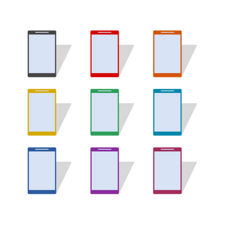 Mobile phone color icon set isolated on white backgroundのイラスト素材