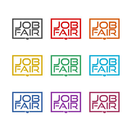 Job Fair sign color icon set isolated on white backgroundのイラスト素材