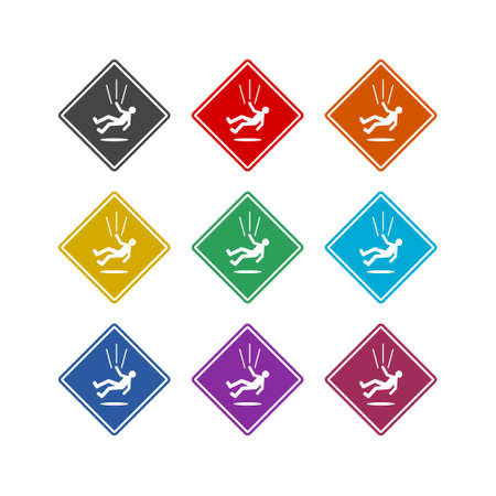 Wet Floor sign color set isolated on white backgroundのイラスト素材