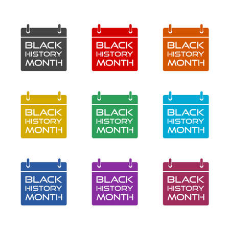 Black history month color icon set isolated on white backgroundのイラスト素材