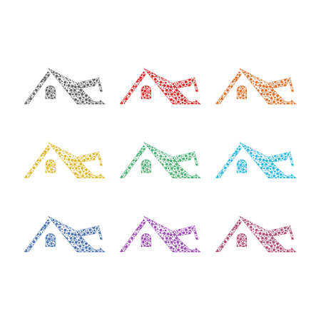 House color icon set isolated on white backgroundのイラスト素材