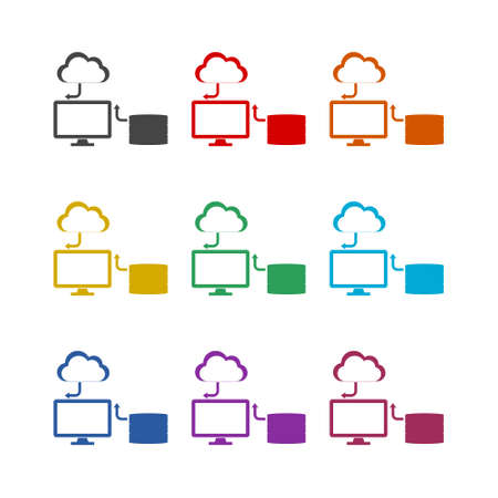 Cloud Database color icon set isolated on white background