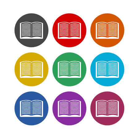 Open book color icon set isolated on white backgroundのイラスト素材