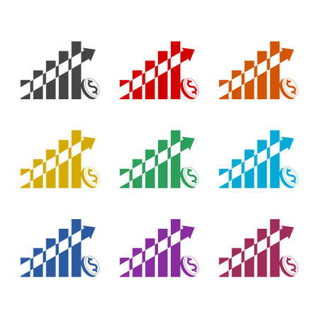 Growth creative symbol concept color icon set isolated on white backgroundのイラスト素材