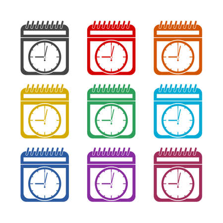 Calendar color icon set isolated on white Backgroundのイラスト素材