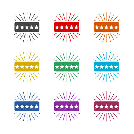 Five stars rating color icon isolated on white backgroundのイラスト素材