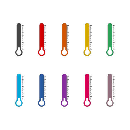 Thermometer color icon set isolated on white backgroundのイラスト素材