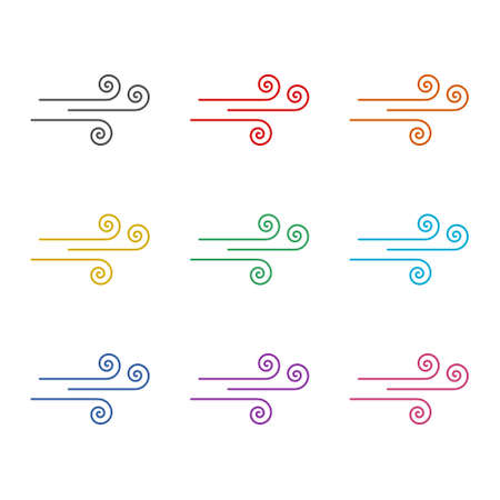 Wind color icon set isolated on white backgroundのイラスト素材