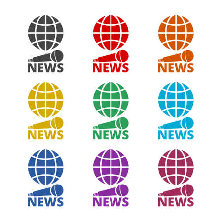 News color icon set isolated on white backgroundのイラスト素材