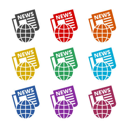 News color icon set isolated on white backgroundのイラスト素材