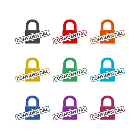 Confidential information base color icon set isolated on white backgroundのイラスト素材