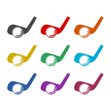 Golf color icon set isolated on white backgroundのイラスト素材