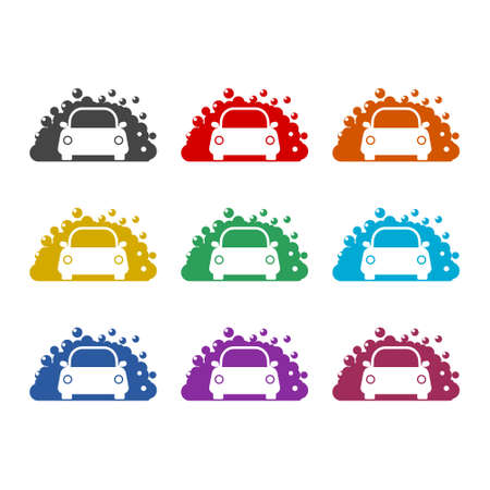 Car wash color icon set isolated on white backgroundのイラスト素材