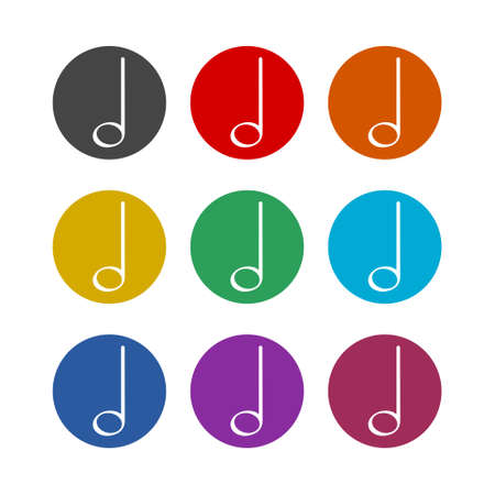 Musical notes color icon set isolated on white backgroundのイラスト素材