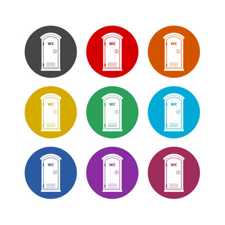 Public toilet color icon set isolated on white backgroundのイラスト素材