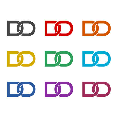 Initial DO Letter Logo color set isolated on white backgroundのイラスト素材
