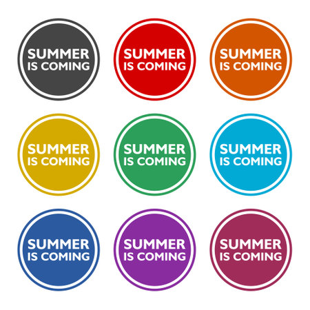 Summer is coming button color set isolated on white backgroundのイラスト素材