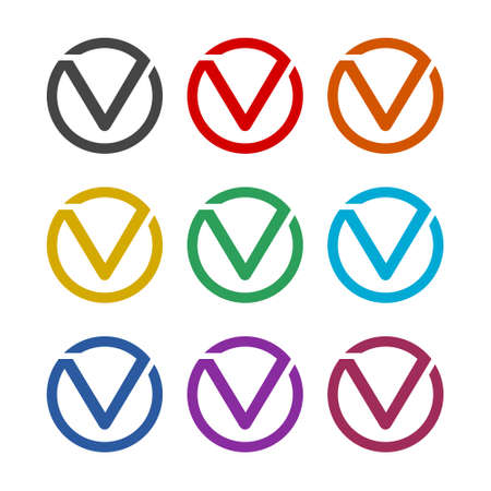 Creative Letter V Logo Design color icon set isolated on white backgroundのイラスト素材