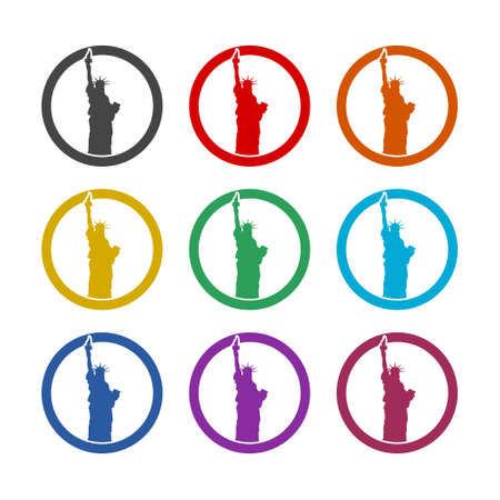 Statue of liberty color icon set isolated on white backgroundのイラスト素材