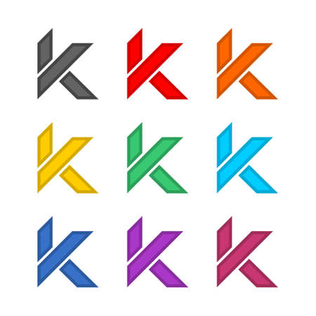 Letter K Logo Design Template color icon set isolated on white backgroundのイラスト素材