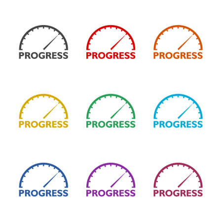 Progress color icon set isolated on white backgroundのイラスト素材