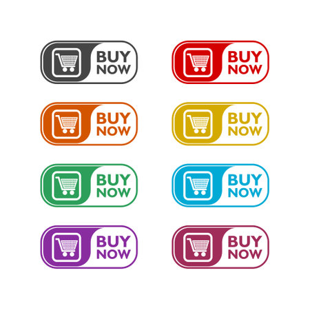Buy now button with a shopping cart on white backgroundのイラスト素材